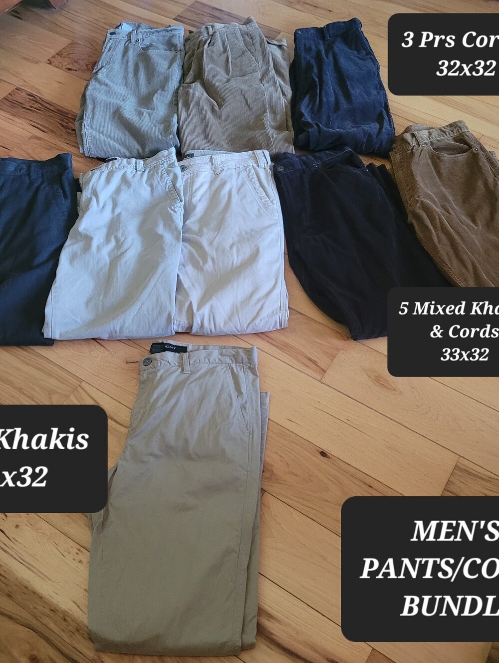 BUNDLE BUY - MEN'S Khakis/Cords; EUC, Various Sizes - GREAT LOW PRICE!!